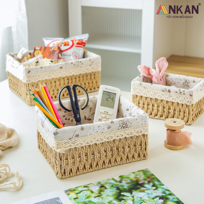 Rổ Mây Đựng Đồ, Giỏ Mây Cắm Hoa ANKAN Thích Hợp Đi Picnic, Đựng Phụ Kiện Chụp Ảnh, Sắp Xếp Đồ Dùng Trong Nhà