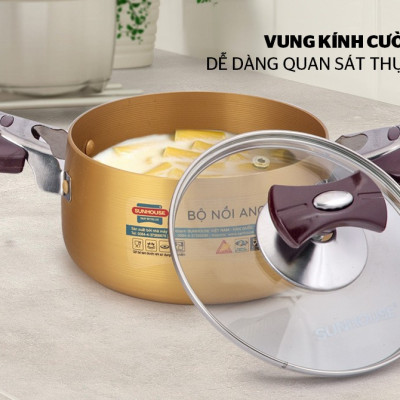 Bộ 3 Nồi Anod Sunhouse SH6634N - Hàng Chính Hãng