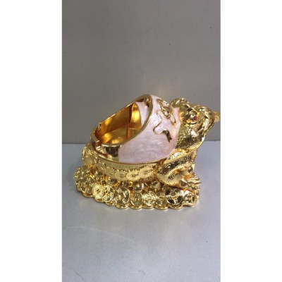 GẠT TÀN  HÌNH CON CÓC NGẬM ĐỒNG TIỀN BẰNG ĐỒNG GIẢ CỔ