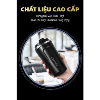 Cốc Giữ Nhiệt Coffeeholic Teement Inox 304 Dung Tích 510ml Cao Cấp Kiểu Dáng Hàn Quốc Cầm Tay Sang Trọng- Hàng Chính Hãng