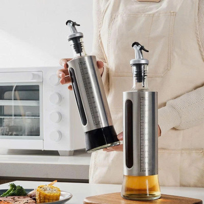 Bình Rót Gia Vị Dầu Ăn, Nước Mắm  200ML – Chai Thủy Tinh Bọc Inox Sang Trọng