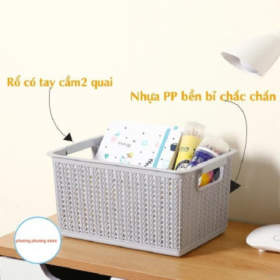 Rổ đan 3 size đa năng nhựa  – Rổ đan mây đựng đồ tiện lợi (MS: 3415-1 – 3415-2 – 3415-3) 