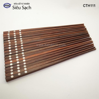 Đũa Gỗ trắc khảm 3 chấm 2 mặt (Hộp 10 Đôi) ️CTH756 - Đũa gỗ để mộc - Đựng trong hộp sang trọng có thể mang đi biếu, tặng