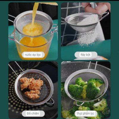 Vợt Rây bột inox lọc trà cafe có tay cầm làm bánh vắt chanh inox - Dụng Cụ Lọc Bột Rây Lọc Sifter Lưới Lọc