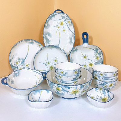 Bộ Bát Đĩa Hoa Thuỷ Tinh Thương Hiệu Gosu, Sử Dụng Được Cho Lò Vi Sóng, Máy Rửa Bát