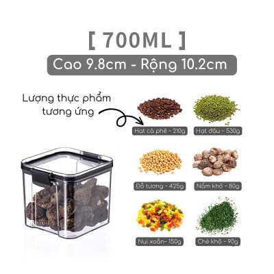 Set 5 Hộp Nhựa Đựng Ngũ Cốc H55, Bánh Kẹo, Thực Phẩm Khô - Hộp Đựng Trong Suốt Nắp Kín Chống Ẩm Cao Cấp - HÀNG CHÍNH HÃNG MINIIN