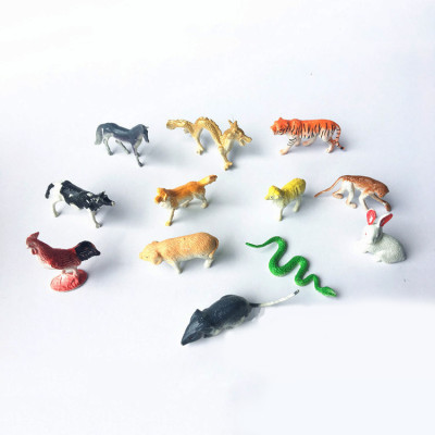Bộ Mô Hình Nhựa Đồ Chơi 12 con Rắn Rồng Chuột Gà Thỏ Ngựa Khỉ Hổ Heo Bò Cừu Chó PB13