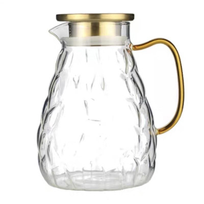 Bình thuỷ tinh Borosilicate chịu nhiệt 1900ml thân trám quai vàng cao cấp