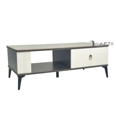 Bàn trà phòng khách mặt chữ nhật TS1006-12E Nội thất Capta Bàn phòng khách mặt đá ceramic xám vân mây nhám khung bàn MDF chân bàn sắt sơn tĩnh điện màu đen hcm