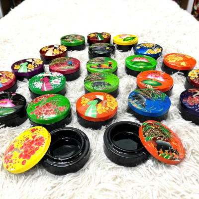 Hộp phấn tròn sơn mài cao cấp Thanh Bình Lê size 10x5 cm đựng đồ vật nhỏ, bánh kẹo mứt, trang trí