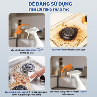 Combo 3 chai xịt tẩy đa năng TOPGIA 500ml: làm sạch vết bẩn, khử mùi, kháng khuẩn hiệu quả.