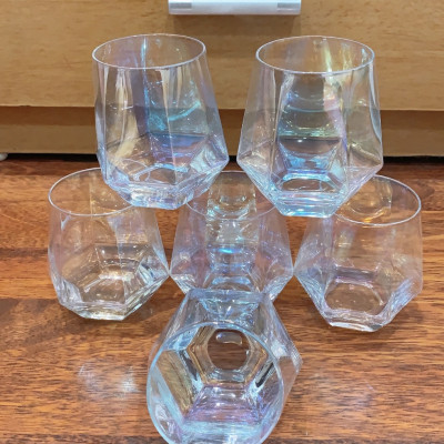 BỘ 6 CỐ THỦY TINH UỐNG NƯỚC VÂN KIM CƯƠNG MÀU ÁNH TRAI SANG TRỌNG - ANTH673