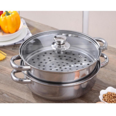 Nồi hấp inox 2 tầng tiện dụng chắn chắn không gỉ sét