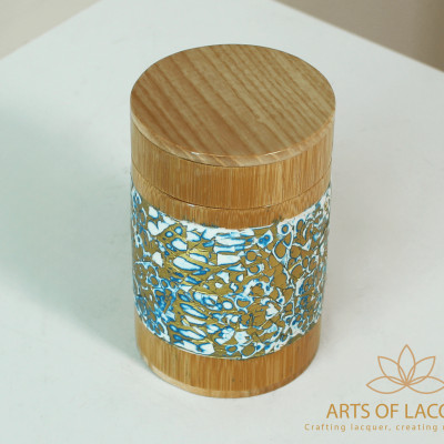 Lọ Tre Sơn Mài Khảm Trai Xanh Biển