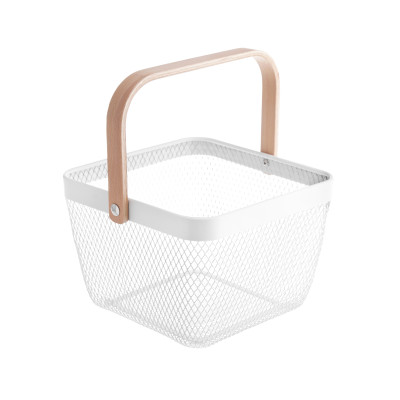 Giỏ lưới kim loại quai xách gỗ đa năng_ hàng nhập khẩu chính hãng.