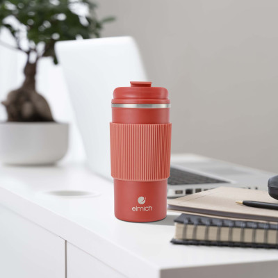 Ly giữ nhiệt inox 304 Elmich EL8345 480ml, Hàng chính hãng, lớp silicone chống trượt - JoyMall