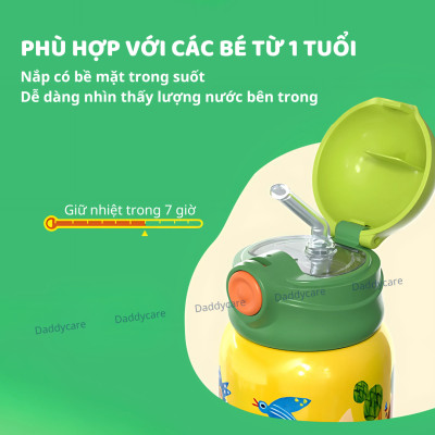 Bình nước cho bé đi học giữ nhiệt  Mideer Vacuum Insulated Bottle có ống hút dây đeo cao cấp