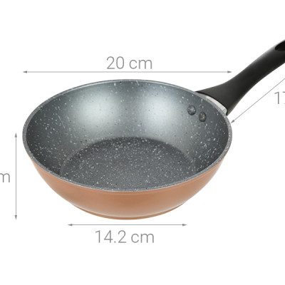 Chảo vân đá chống dính đáy từ 20 cm Greencook GCP221-20IH - Hàng Chính Hãng