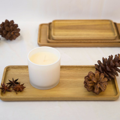 Khay gỗ keo đa năng hình chữ nhật Vibasic, đa dạng kích thước, chụp hình decor đựng đồ trang trí