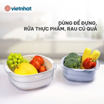 Bộ Chậu Rổ Việt Nhật Hokori, Sang Trọng, Nhựa An Tòan, Tiện Lợi, Hàng Việt Nam