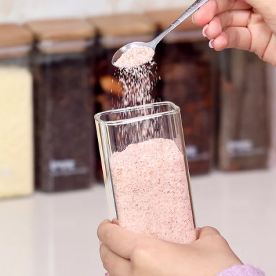 Bộ 4 lọ gia vị thuỷ tinh borosilicate ACA 420ml, nắp gỗ