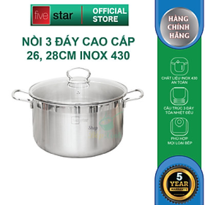 Nồi luộc gà 3 đáy 28 cm Fivestar FSN 28IN1 tặng 2 vá canh 