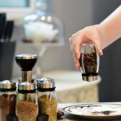 Bộ 6 Lọ Đựng Gia Vị Chất Liệu Thủy Tinh Kèm Đế Xoay 360 Tiện Lợi- TẠo Sang Trọng, Gọn Gàng Cho Căn Bếp