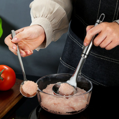 Muỗng Thìa Inox Tạo Làm Thịt Viên Cá Viên Chia Thịt Viên Nhanh Tiện Dụng/Dụng cụ làm khuôn thịt viên cá viên hình tròn