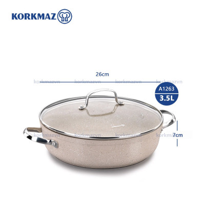 Nồi chống dính thấp Korkmaz Granita 3.5 lít - 26x7 cm