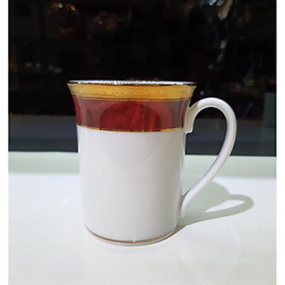 Cốc sứ cao cấp Noritake M166-T91332K, màu đỏ vân đá, mạ vàng, dung tích 250ml - Hàng chính hãng