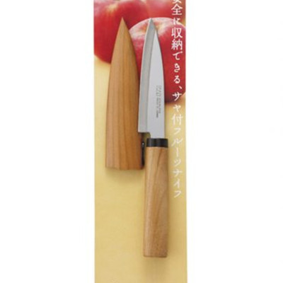 Combo Dao gọt hoa quả KAI có nắp đậy cán gỗ nội + Đá mài dao kéo nội địa Nhật Bản