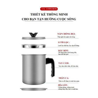 Nồi Lọc Dầu Dung Tích Lớn Lưới Thép Không Rỉ 304 Thế Hệ Mới Tiện Lợi