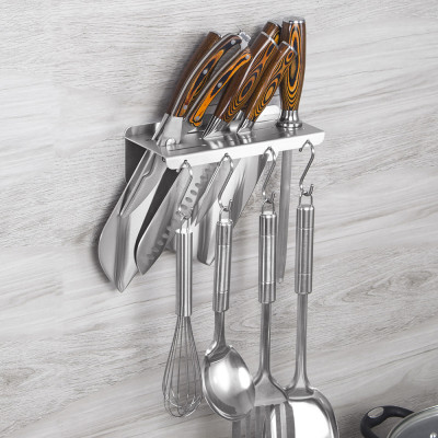 Kệ treo dao kéo Inox 304 có 4 móc treo dán tường Hobby home decor KDT