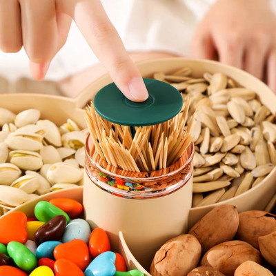 Khay đựng mứt tết Hoa Đào Tết 2 Tầng kèm lọ đựng tăn 2 in 1 - Khay đựng đồ ngày tết: Bánh kẹo, trái cây, đồ sấy...