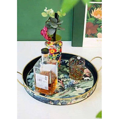  Khay đựng tròn có quai Magrace Paris họa tiết phong cảnh Hàng chính hãng