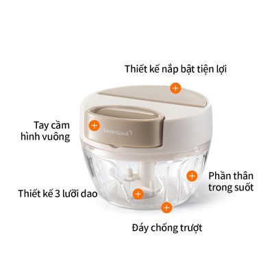 Dụng Cụ Xay Tỏi Ớt LocknLock CKS342BEG, CKS343BEG, CKS344BEG, Hàng Chính Hãng, Kéo Tay - JoyMall
