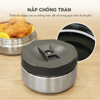 Hộp cơm giữ nhiệt 4 ngăn inox 304 chuẩn Đức LBT856, dung tích 2.2L kèm đũa