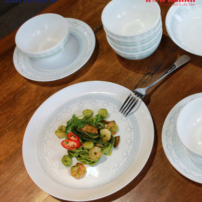 Tô Thủy Tinh Luminarc Diwali Geomatric Blue 18cm đựng thức ăn, kháng vỡ, cường lực - Bộ 6 cái - V6536