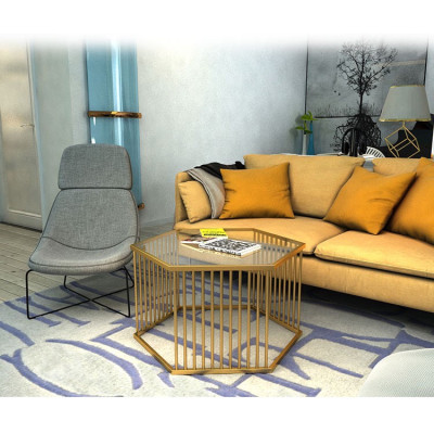 Bàn trà mặt kính lục giác BTMSF9 Tundo mặt kính cường lực cao cấp