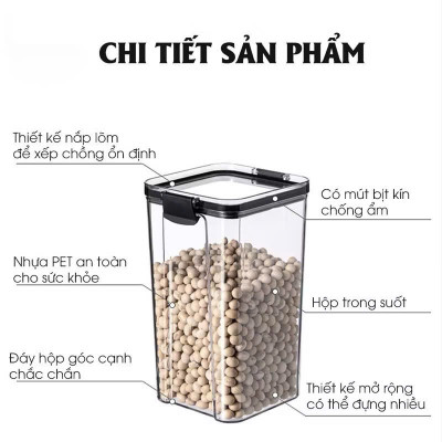 Set 5 Hộp Nhựa Đựng Ngũ Cốc H55, Bánh Kẹo, Thực Phẩm Khô - Hộp Đựng Trong Suốt Nắp Kín Chống Ẩm Cao Cấp - HÀNG CHÍNH HÃNG MINIIN