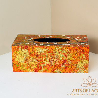 Hộp Giấy Da Cam Họa Tiết Hoa Mai