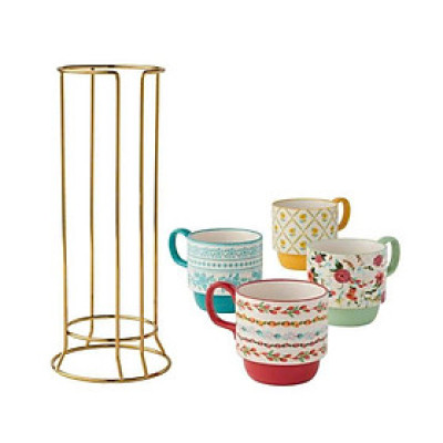 Sét cốc kèm giá 5 món The Pioneer Woman Ditsy Hàng chính hãng