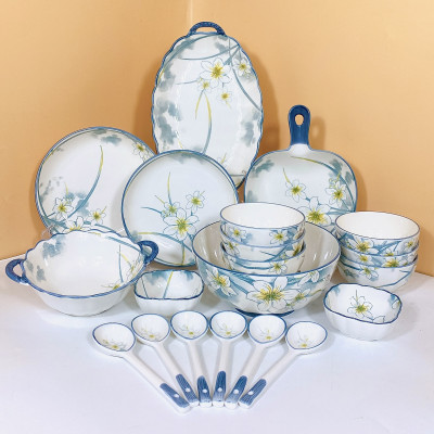 Bộ Bát Đĩa Hoa Thuỷ Tinh Thương Hiệu Gosu, Sử Dụng Được Cho Lò Vi Sóng, Máy Rửa Bát