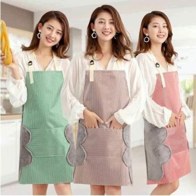 Tạp Dề Nấu Ăn,  Không Thấm Nước, Có Chỗ Lau Tay Và Túi Đựng Điện Thoại Tiện Lợi, Hoạ Tiết Cute