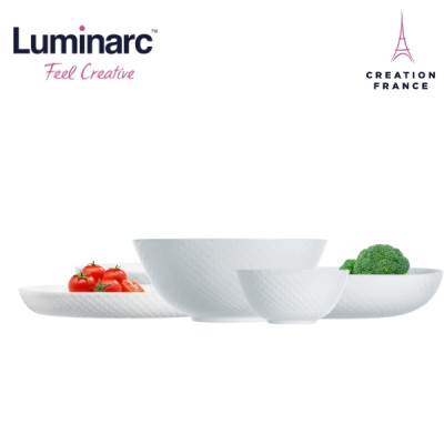Tô Thủy Tinh Luminarc Precious 18cm đựng thức ăn, cường lực, kháng vỡ - Bộ 3 cái - Q1657