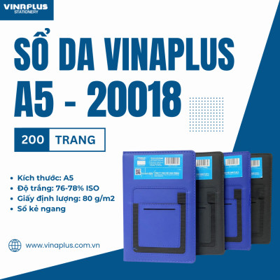 Sổ Da A5 200 Trang Giấy Vinaplus 20018 có ngăn đựng điện thoại - Namecard - Thẻ ATM Tiện Lợi