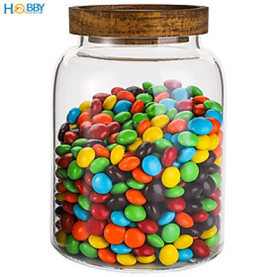 Hũ thủy tinh nắp gỗ ron kín decor bếp HOBBY Home Decor HUNG1 loại 1250ml