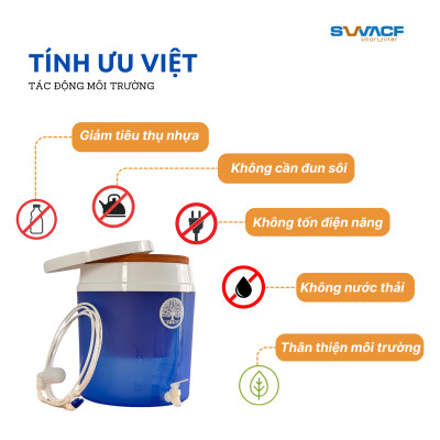 Compo 2 bình lọc nước uống trực tiếp SWACF 16L | CWFLT Nano bạc, lõi lọc 7L, tốc độ lọc 2 - 4 lít/giờ, giữ khoáng thiết yếu
