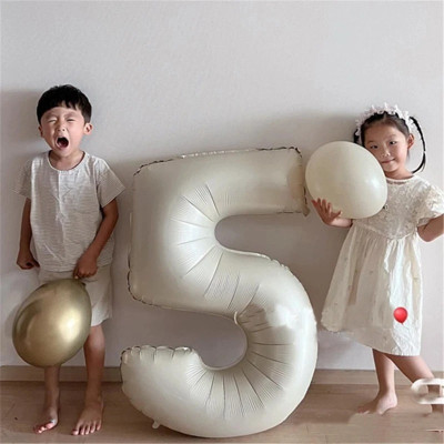 Bóng bay Chữ Số 32” 70 cm màu Trà Sữa và Kem