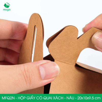 MFQ2N - 20x10x10 cm - 60 hộp giấy kraft có quai xách - Hộp đựng bánh ngọt, hộp quà tặng handmade